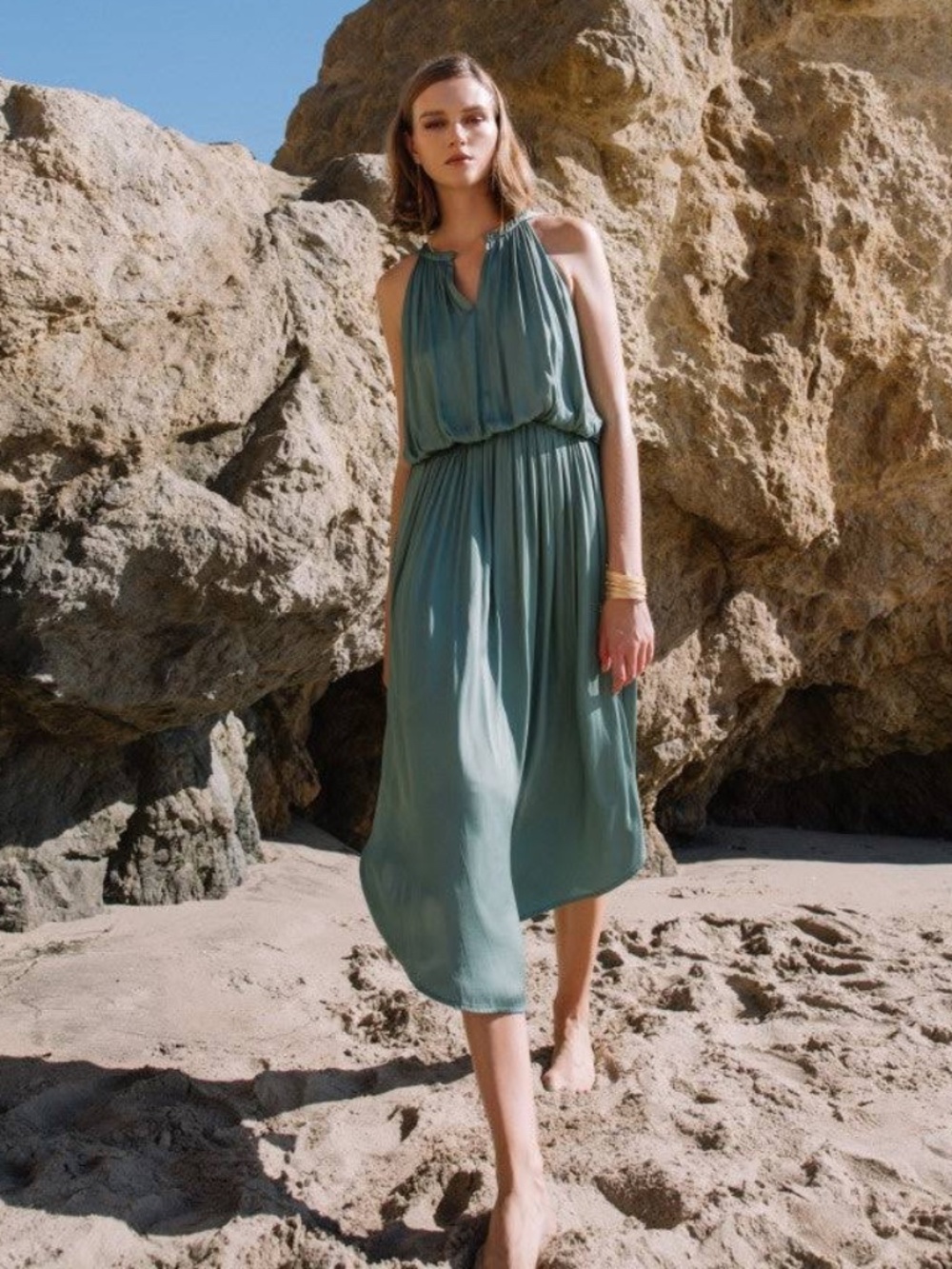 NWT - Sage Green Current Air Halter Midi Dress - XS